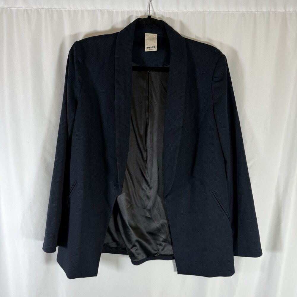 Baldwin Kansas City Blazer Women's Small Blue Open Front Pockets Jacket